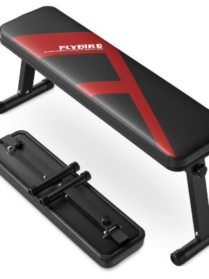 FLYBIRD Foldable Flat Weight Bench, 600 lb Capacity, Home Gym, Portable & Easy Storage