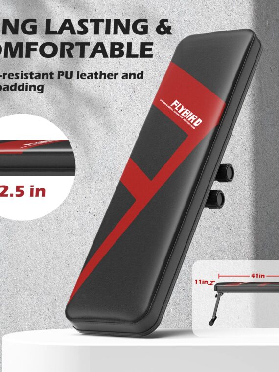 FLYBIRD Foldable Flat Weight Bench, 600 lb Capacity, Home Gym, Portable & Easy Storage