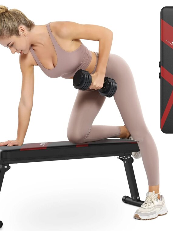 FLYBIRD Foldable Flat Weight Bench, 600 lb Capacity, Home Gym, Portable & Easy Storage