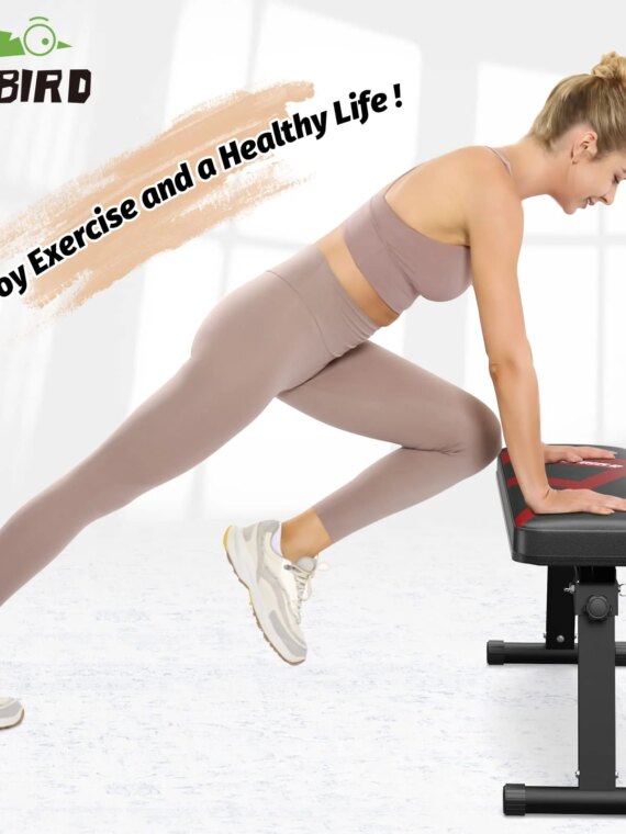 FLYBIRD Foldable Flat Weight Bench, 600 lb Capacity, Home Gym, Portable & Easy Storage