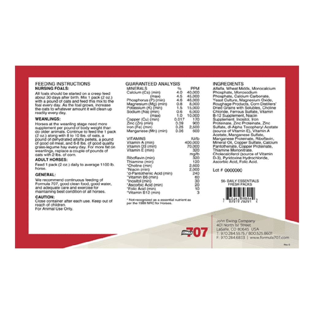 Formula 707 Daily Essentials Horse Supplement - 56 Day Supply, Vitamins & Minerals for All Ages