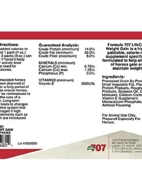 Formula 707 Horse Weight Gain Supplement, 28-Day Supply – Supports Muscle & Digestive Health