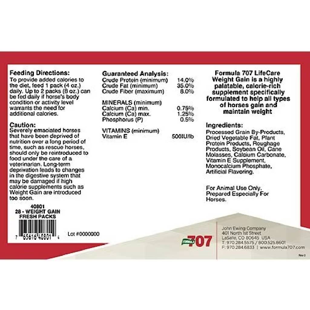 Formula 707 Horse Weight Gain Supplement, 28-Day Supply – Supports Muscle & Digestive Health