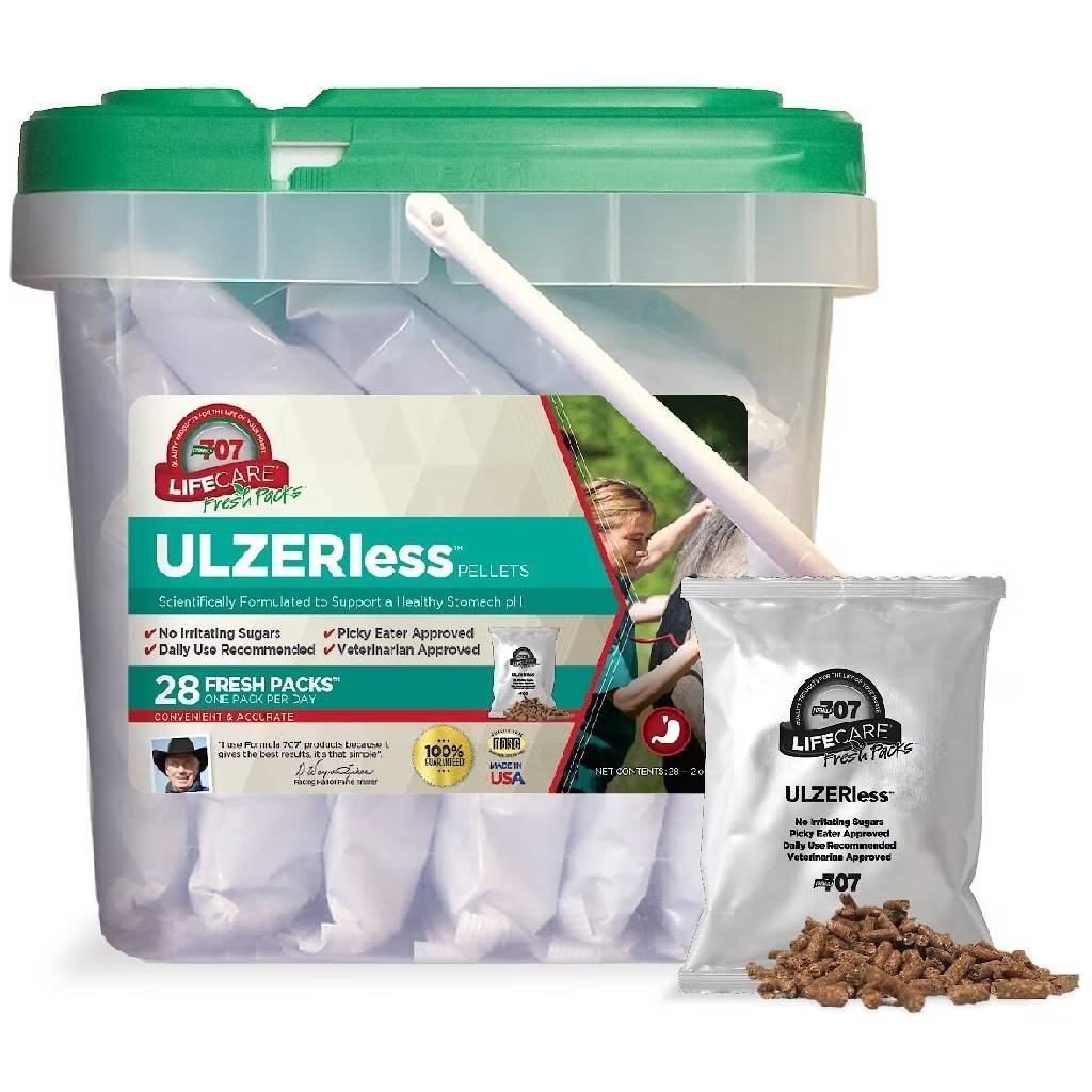 Formula 707 ULZERless Pellets Horse Supplement, 28-Day Supply, Supports Gastric Health, Sugar-Free, Fresh Packs