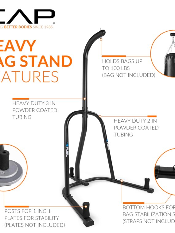 Fuel Pureformance Heavy-Duty Steel Heavy Bag Stand, Black, Supports Up to 100 lbs