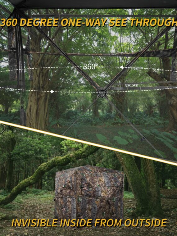 FUNHORUN 360° See-Through Hunting Blind, Camouflage, Easy Setup, Durable & Accessible Design, Fits 2-3 Hunters