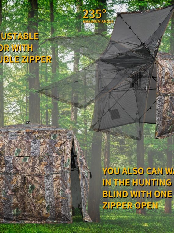 FUNHORUN 360° See-Through Hunting Blind, Camouflage, Easy Setup, Durable & Accessible Design, Fits 2-3 Hunters