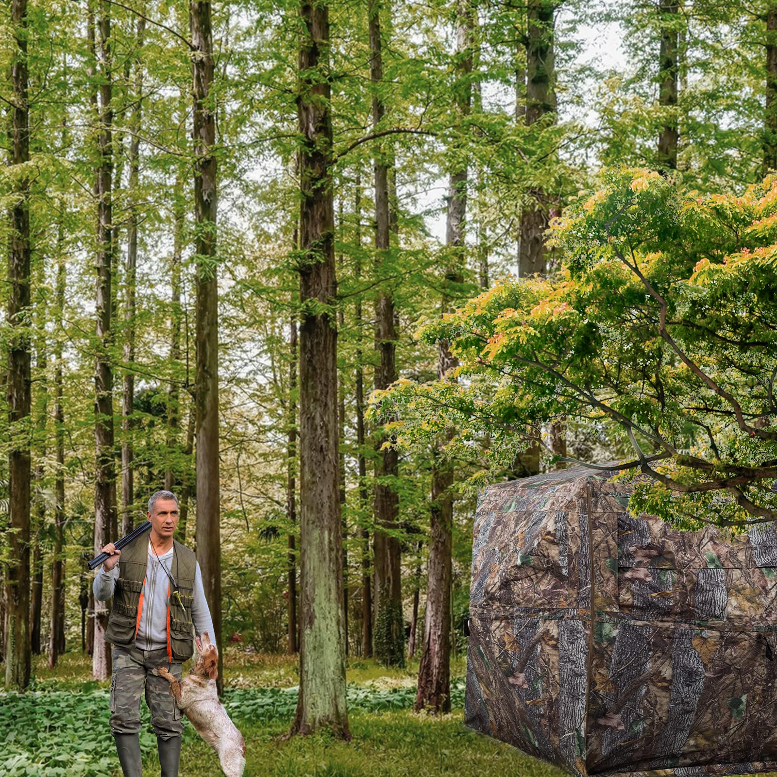 FUNHORUN 360° See-Through Hunting Blind, Camouflage, Easy Setup, Durable & Accessible Design, Fits 2-3 Hunters