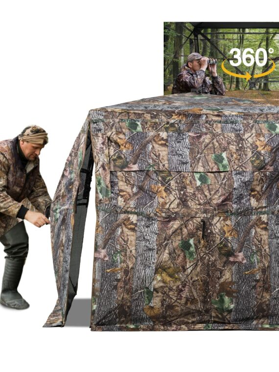 FUNHORUN 360° See-Through Hunting Blind, Camouflage, Easy Setup, Durable & Accessible Design, Fits 2-3 Hunters