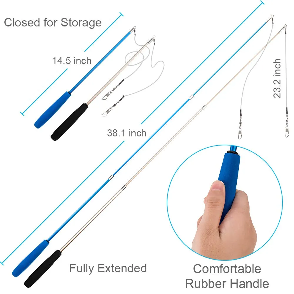 Funny Feather Cat Toy for Kittens with Bell Refills, Retractable Wand, Eco-Friendly Materials, 38-Inch Extendable Rod