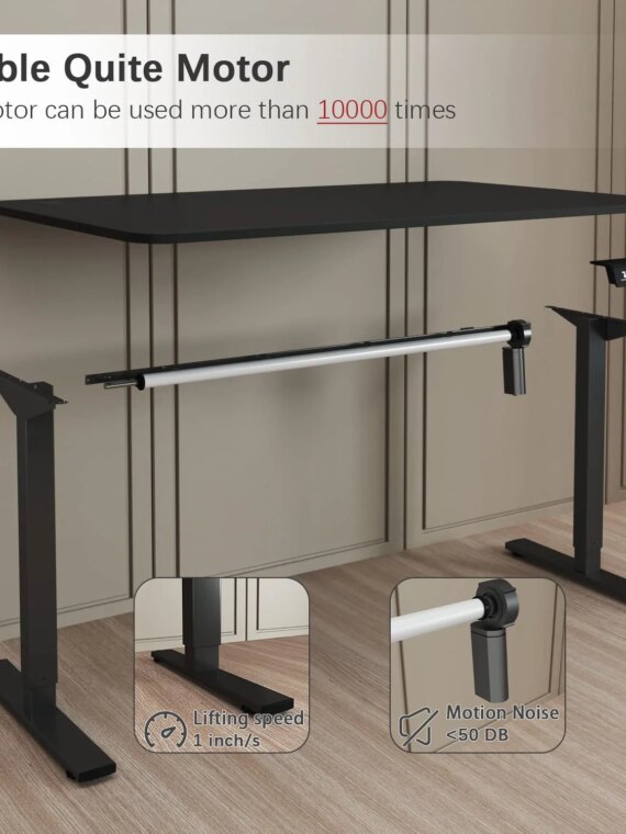 Furmax Adjustable Electric Standing Desk 55"x24" with Memory Lift, Wood Desktop, Steel Legs