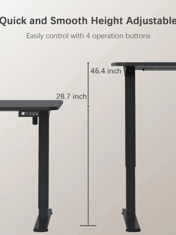 Furmax Adjustable Electric Standing Desk 55"x24" with Memory Lift, Wood Desktop, Steel Legs