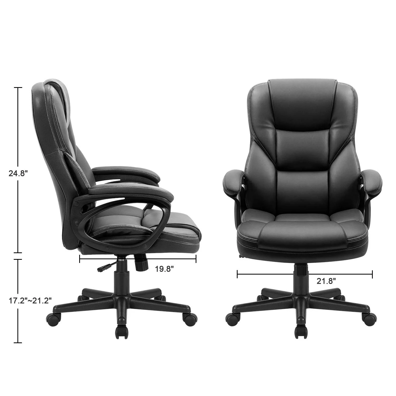 Furmax Ergonomic High Back Office Chair, Adjustable, PU Leather, 360° Swivel, Black