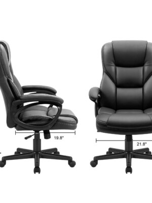 Furmax Ergonomic High Back Office Chair, Adjustable PU Leather Executive Seating, 360° Swivel, Black
