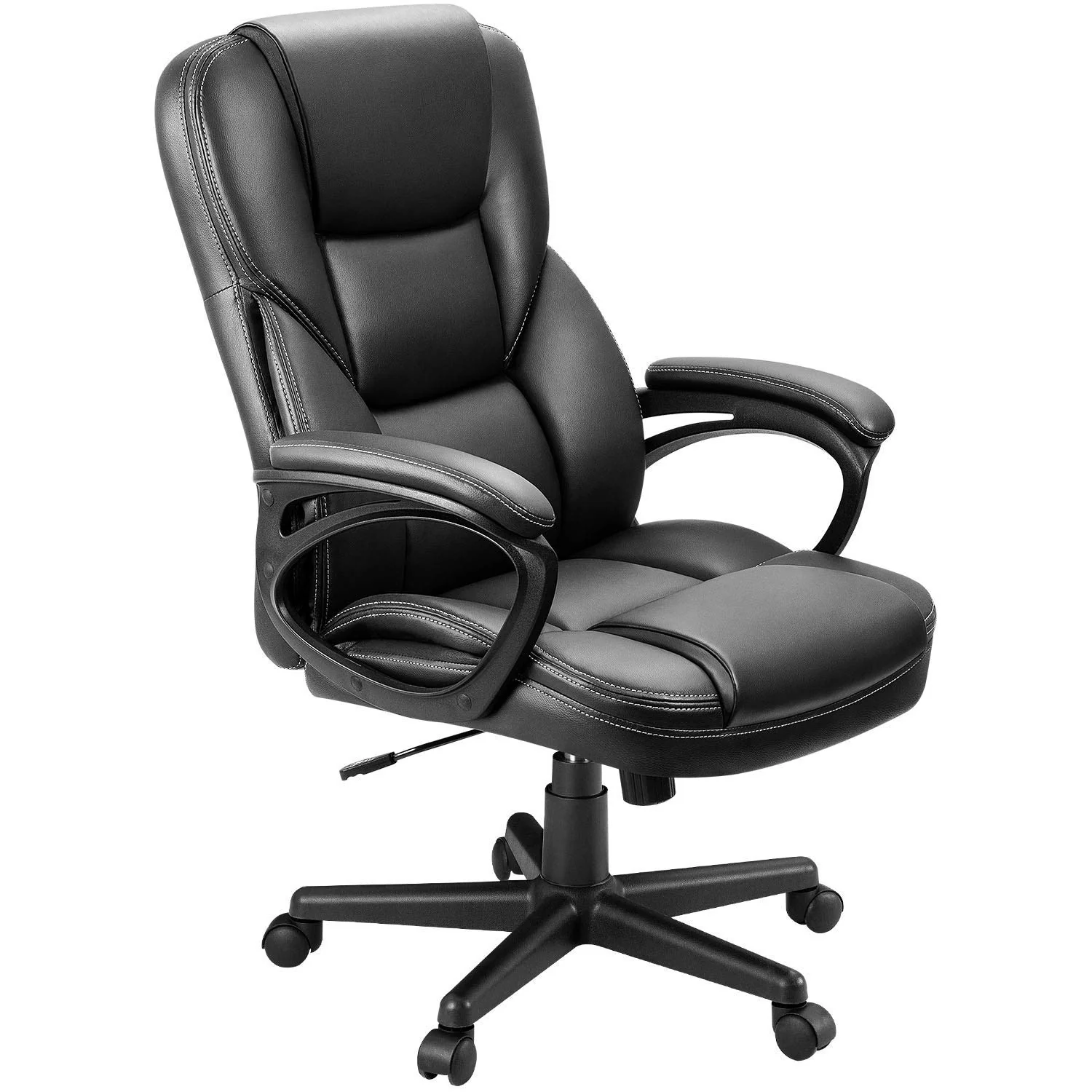Furmax Ergonomic High Back Office Chair, Adjustable PU Leather Executive Seating, 360° Swivel, Black