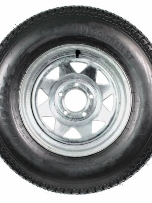 Galvanized Steel Trailer Tire & Rim ST205/75D14 14" 5 Lug Wheel, Load C, 1760 Lbs Capacity