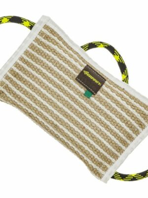 GAPPAY Jute Bite Pillow – Durable, Leash Compatible, 3 Handles, 15″x9.5″, Soft/Firm Options