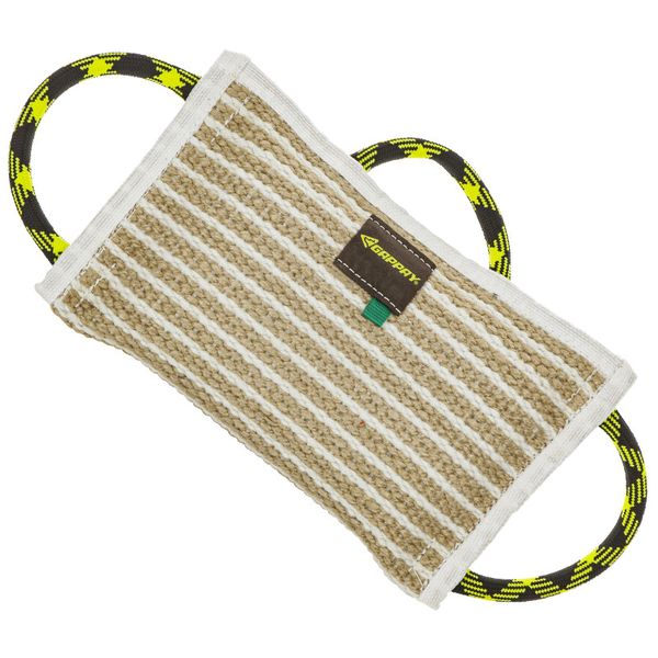 GAPPAY Jute Bite Pillow – Durable, Leash Compatible, 3 Handles, 15"x9.5", Soft/Firm Options