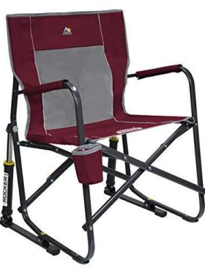 GCI Outdoor Freestyle Rocker Folding Rocking Chair, Cinnamon, Portable, 250 lbs Capacity, Mesh Back, Steel Frame