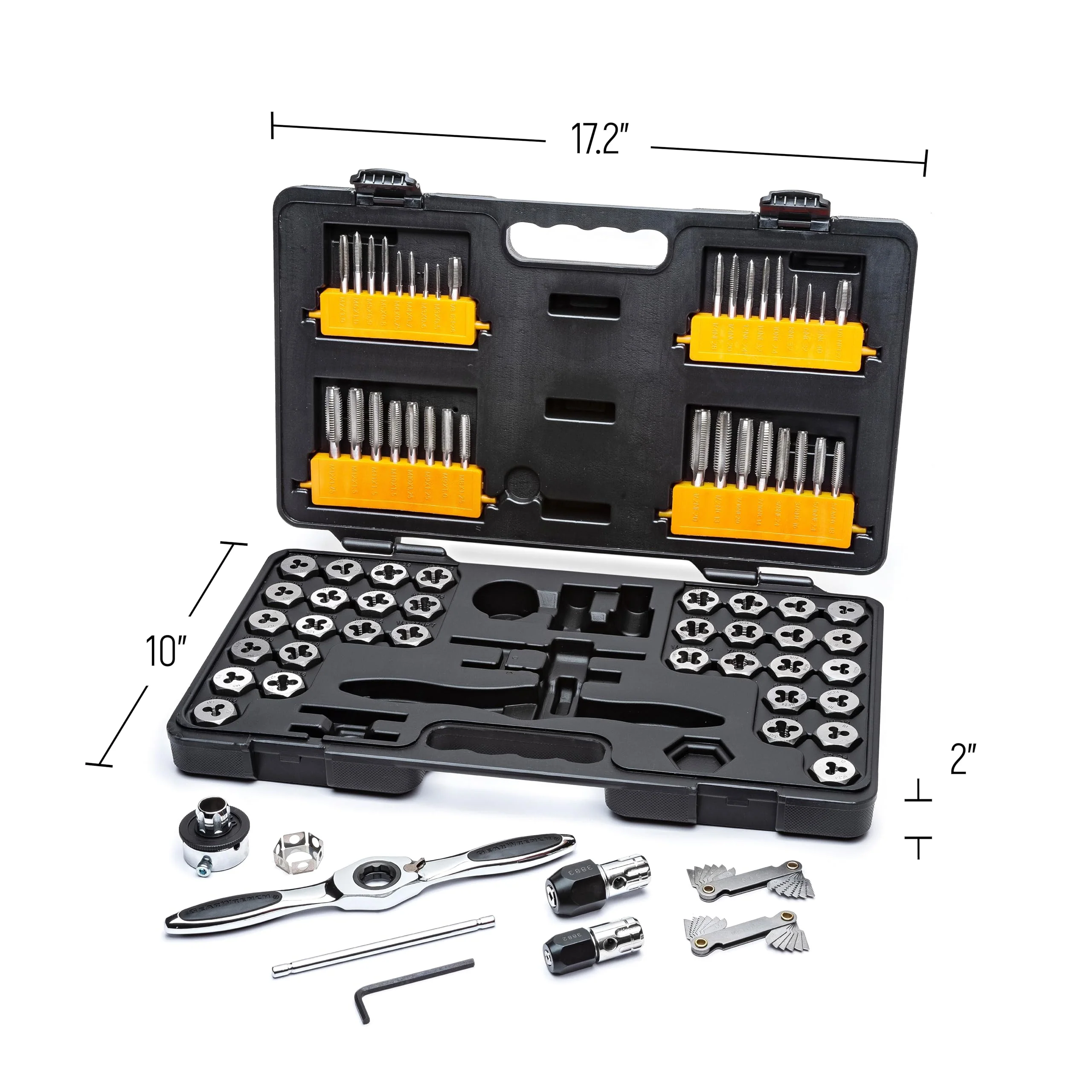 GEARWRENCH 77-Piece Ratcheting Tap & Die Set, SAE/Metric, T-Handle, Twist Lock System
