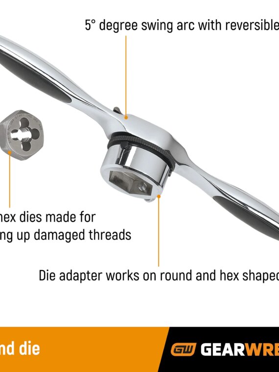 GEARWRENCH 77-Piece Ratcheting Tap & Die Set, SAE/Metric, T-Handle, Twist Lock System
