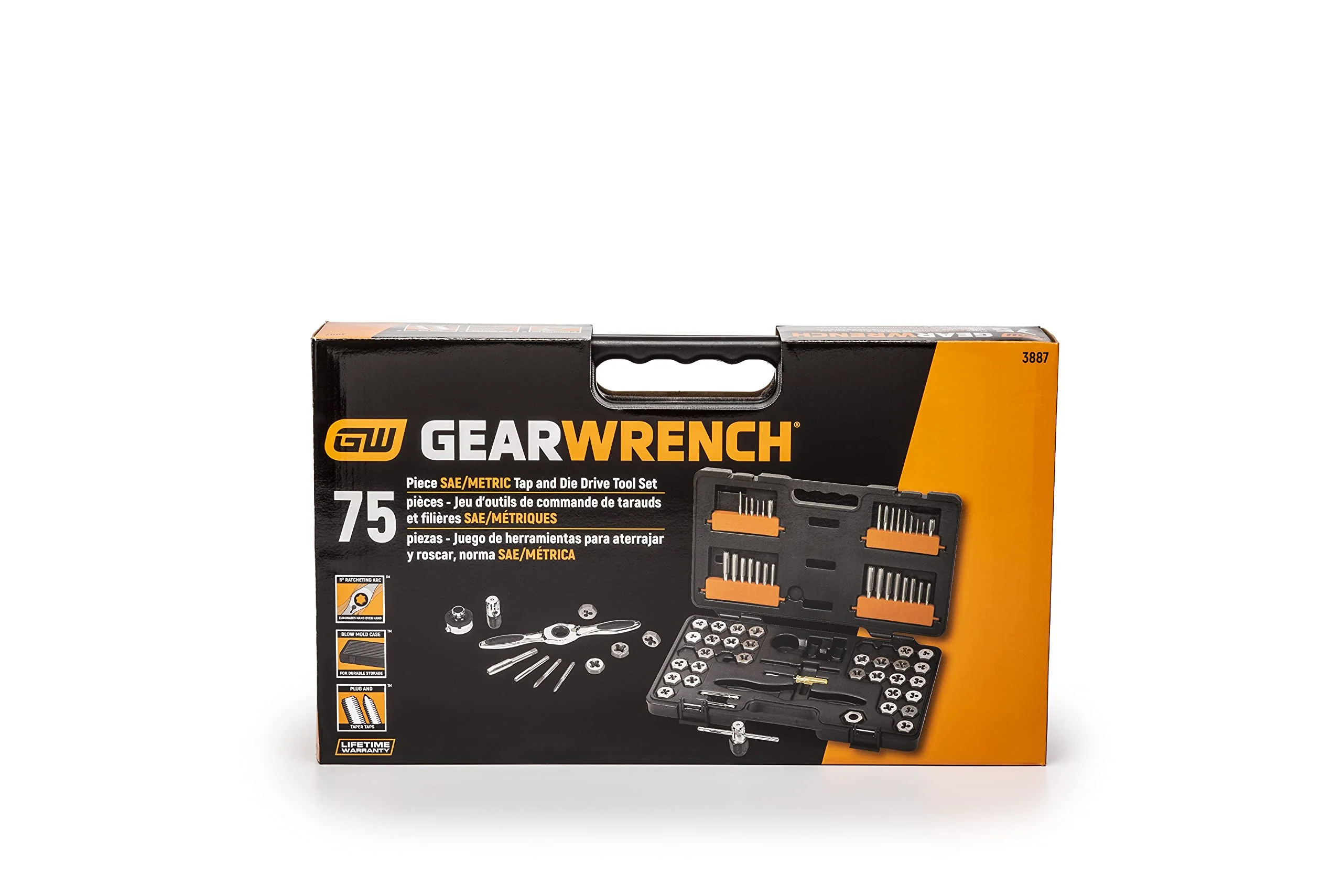 GEARWRENCH 77-Piece Ratcheting Tap & Die Set, SAE/Metric, T-Handle, Twist Lock System
