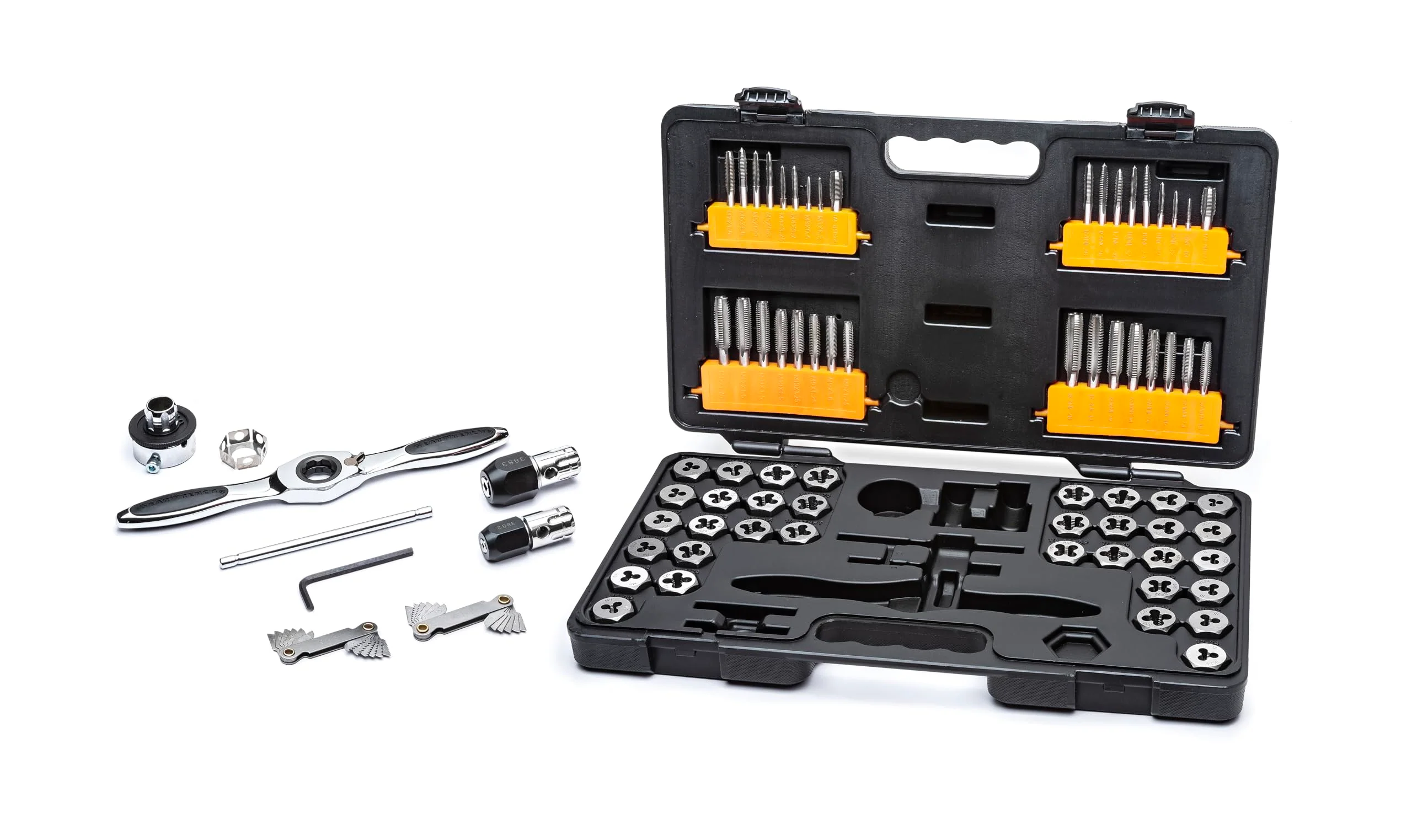 GEARWRENCH 77-Piece Ratcheting Tap & Die Set, SAE/Metric, T-Handle, Twist Lock System
