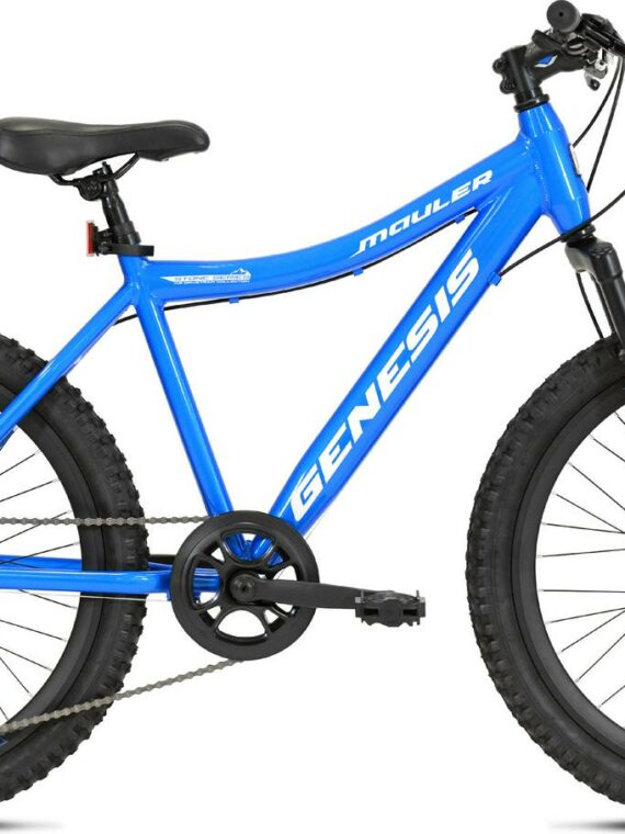 Genesis 24" Mauler Boy’s Mountain Bike, Blue - Aluminum Frame, 8-Speed, Disc Brakes, Front Suspension