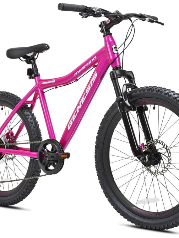 Genesis 24" Messina Women's Mountain Bike, Pink, Aluminum Frame, 8-Speed, Disc Brakes