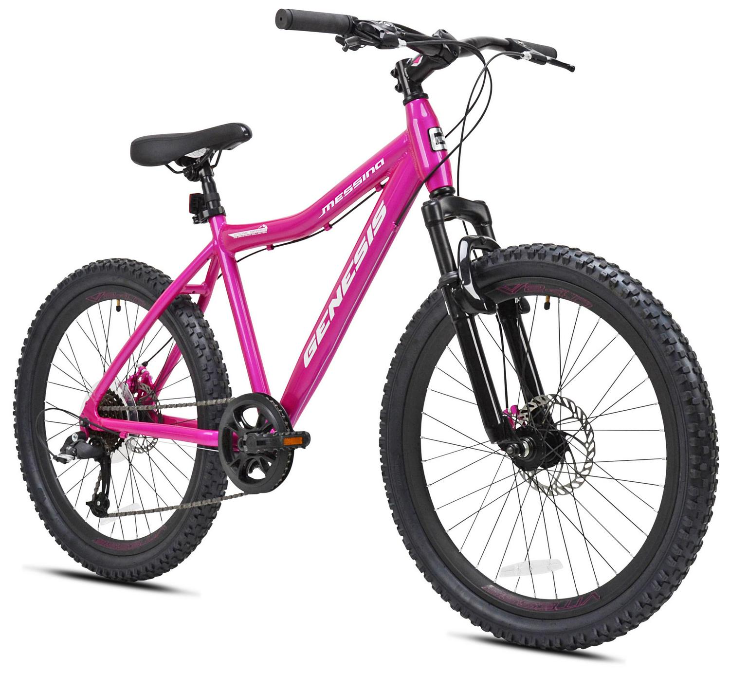 Genesis 24" Messina Women's Mountain Bike, Pink, Aluminum Frame, 8-Speed, Disc Brakes