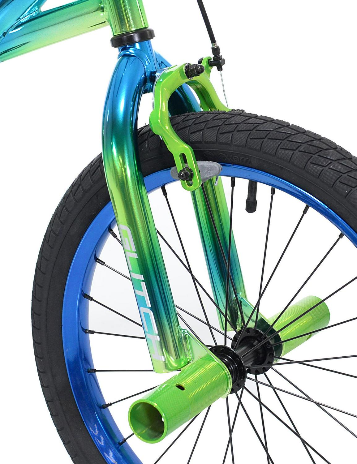Genesis Glitch 18" Boys BMX Bike, Blue/Green, Steel Frame, Freestyle Handlebars, Training Wheels