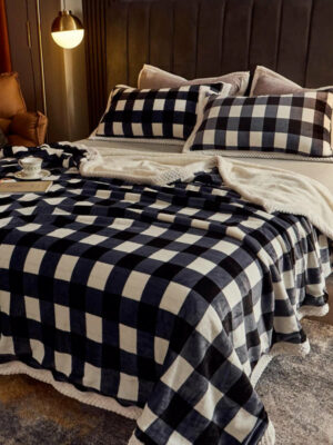 Geometry Super Soft Lamb Wool Blanket, Milk Velvet & Lamb Velvet, 150x200cm