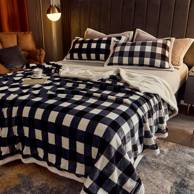 Geometry Super Soft Lamb Wool Blanket, Milk Velvet & Lamb Velvet, 150x200cm