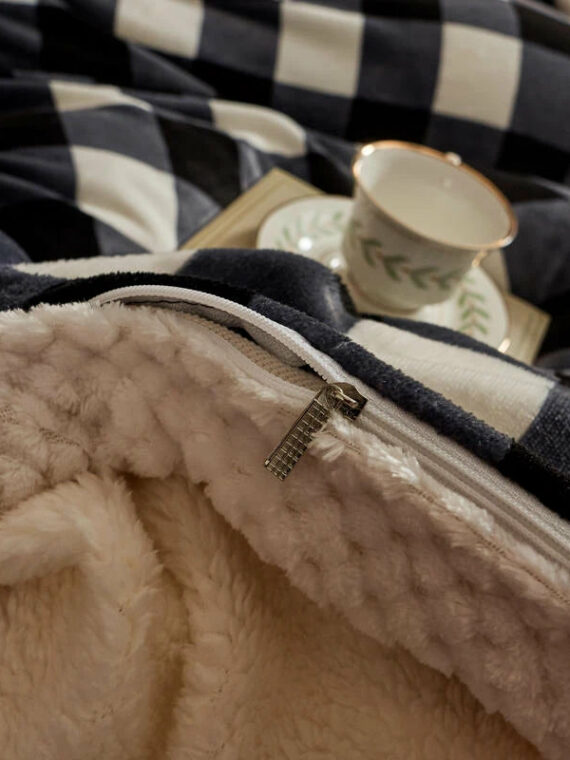 Geometry Super Soft Lamb Wool Blanket, Milk Velvet & Lamb Velvet, 150x200cm