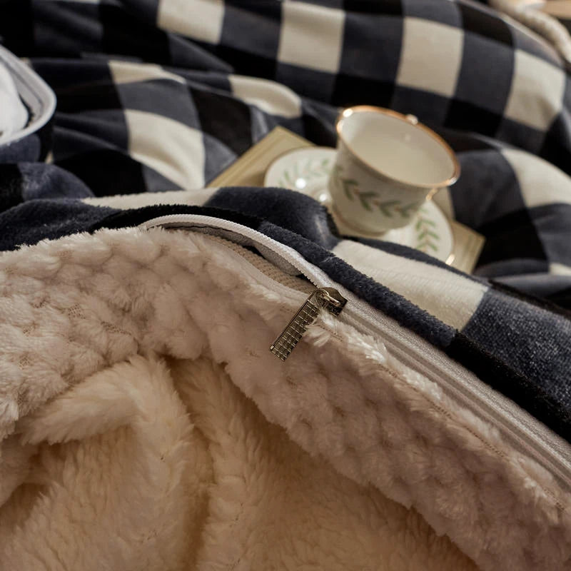 Geometry Super Soft Lamb Wool Blanket, Milk Velvet & Lamb Velvet, 150x200cm