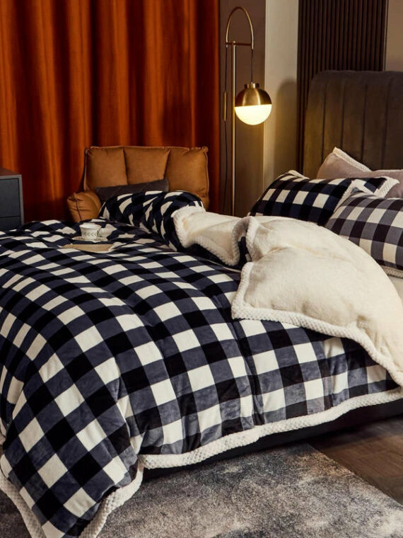 Geometry Super Soft Lamb Wool Blanket, Milk Velvet & Lamb Velvet, 150x200cm