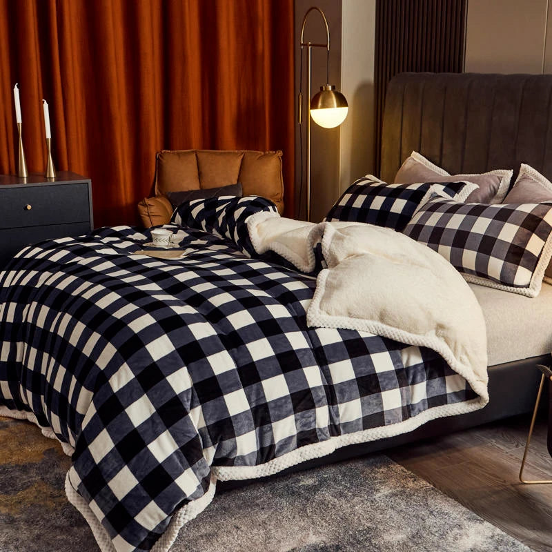 Geometry Super Soft Lamb Wool Blanket, Milk Velvet & Lamb Velvet, 150x200cm