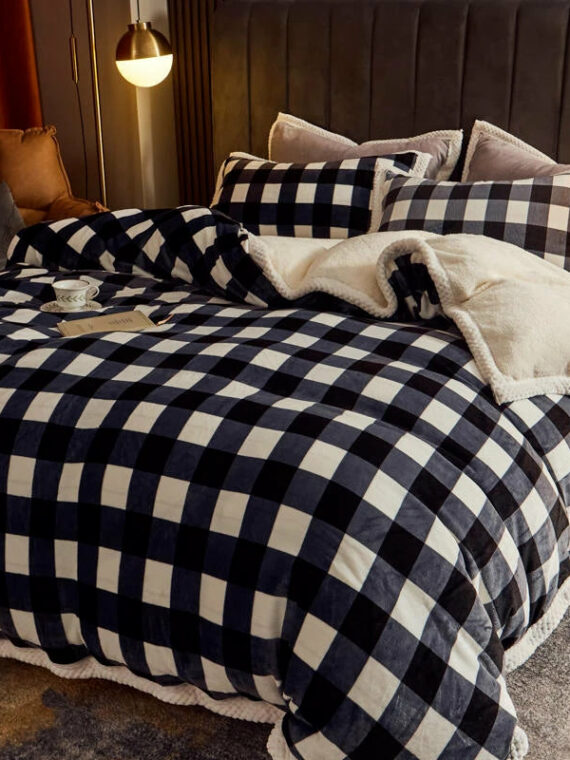 Geometry Super Soft Lamb Wool Blanket, Milk Velvet & Lamb Velvet, 150x200cm