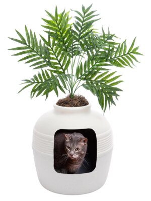 Good Pet Stuff Original Hidden Litter Box Planter Kit with Faux Plant and Odor Control, Made in USA
