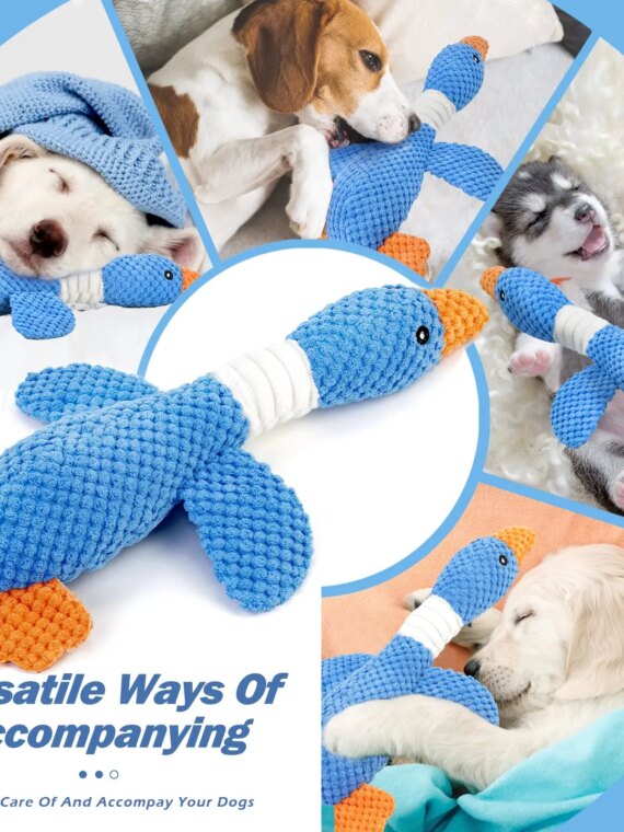 Goose Pineapple Plaid Plush Dog Toy for Small Aggressive Chewers - Durable, Squeaky, Teething Relief