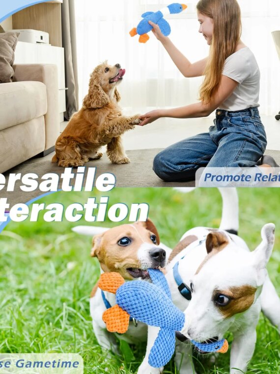 Goose Pineapple Plaid Plush Dog Toy for Small Aggressive Chewers - Durable, Squeaky, Teething Relief