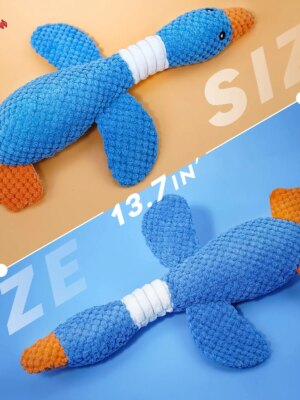 Goose Pineapple Plaid Plush Dog Toy for Small Aggressive Chewers – Durable, Squeaky, Teething Relief