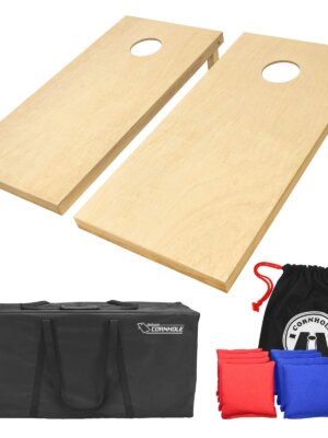 GoSports Premium Solid Wood Cornhole Set - Regulation 4x2 ft Boards with Bean Bags & Carrying Case