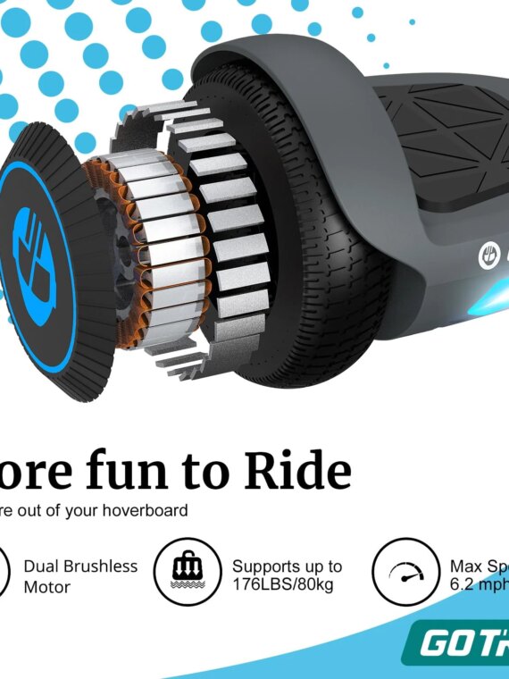 Gotrax EDGE Hoverboard 6.5" LED Wheels, Dual Motors, UL2272 Certified, 6.2 mph, 4 Mile Range