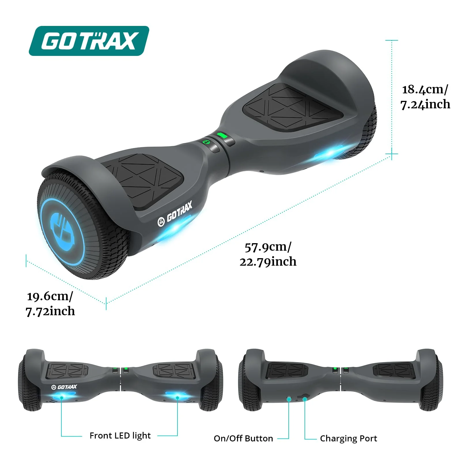 Gotrax EDGE Hoverboard 6.5" LED Wheels, Dual Motors, UL2272 Certified, 6.2 mph, 4 Mile Range