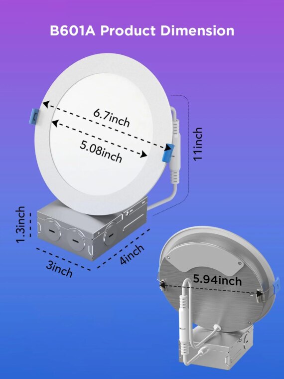 Govee Smart Recessed Lighting 6" 4-Pack, Wi-Fi & Bluetooth, 16M Colors, Alexa/Google Compatible