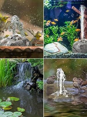 Granite Birdbath Fountain Rock with Pump, Resin, Gray, 7.6″x7.2″x5.43″