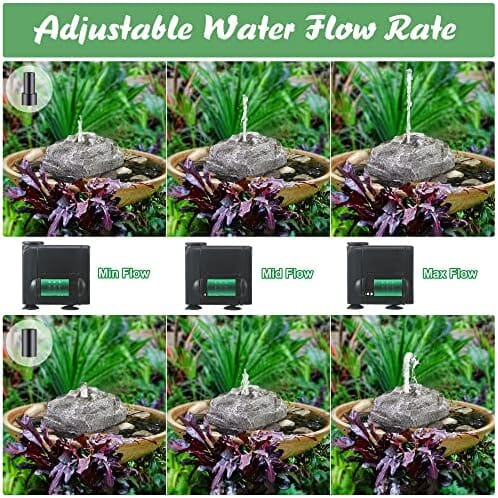 Granite Birdbath Fountain Rock with Pump, Resin, Gray, 7.6"x7.2"x5.43"