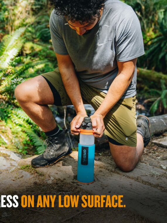 GRAYL GeoPress 24 oz Water Purifier Bottle, Bali Blue - Ideal for Hiking, Camping, Travel, and Emergency Use