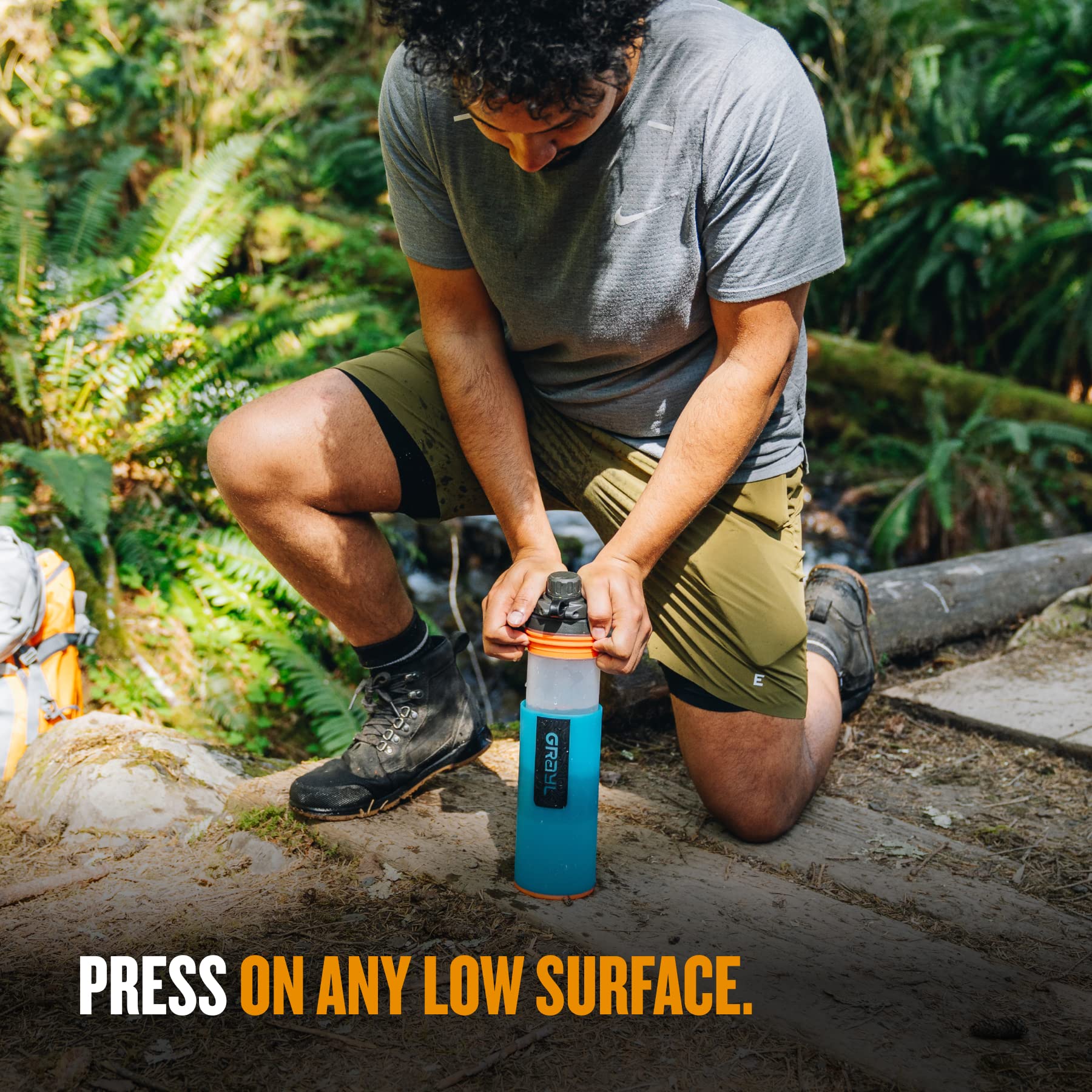 GRAYL GeoPress 24 oz Water Purifier Bottle, Bali Blue - Ideal for Hiking, Camping, Travel, and Emergency Use